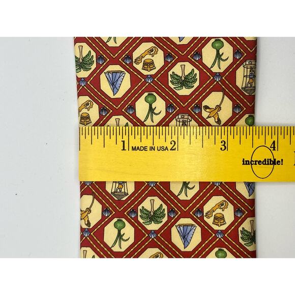 Vintage English Sports Shop Bermuda Neck Tie Red Yellow Tropical Palm Italy 3.5" - Picture 8 of 8